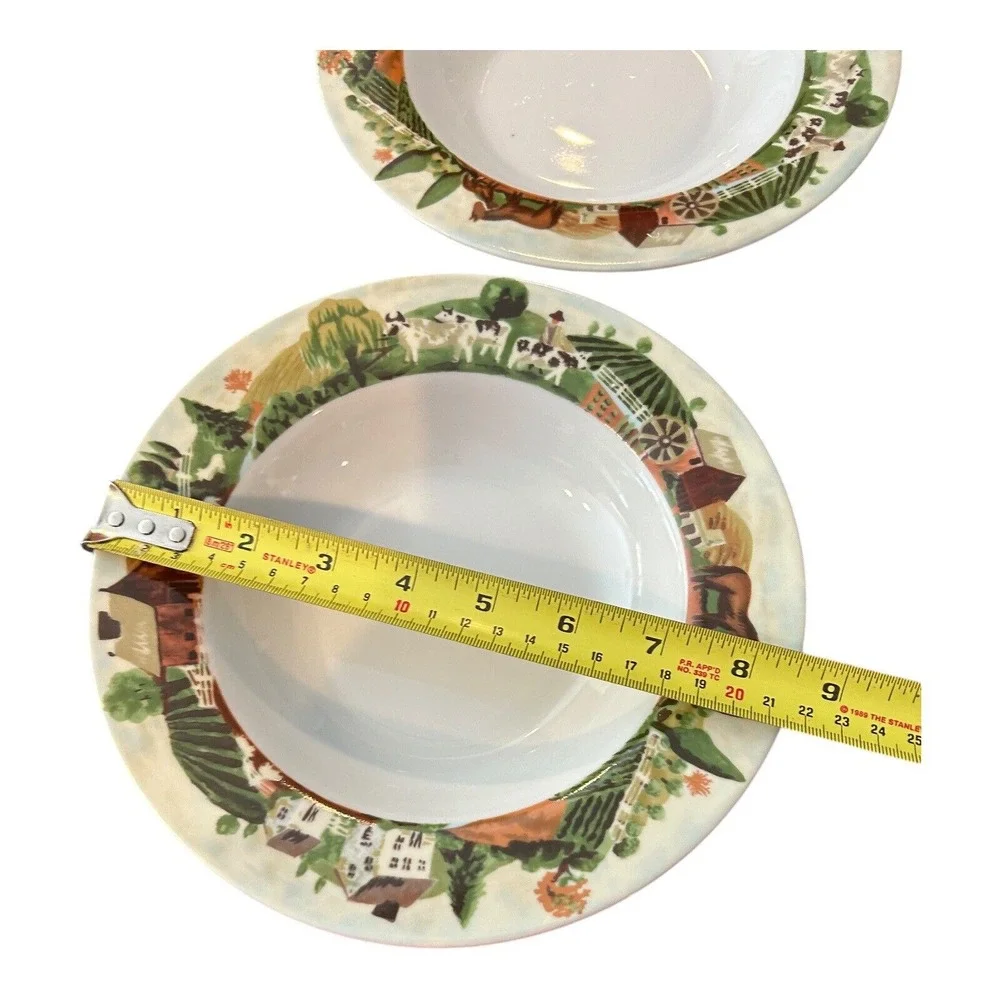 Farberware Retroneu Country Life 333 Soup Pasta Cereal Bowls Hannah Greene set 2